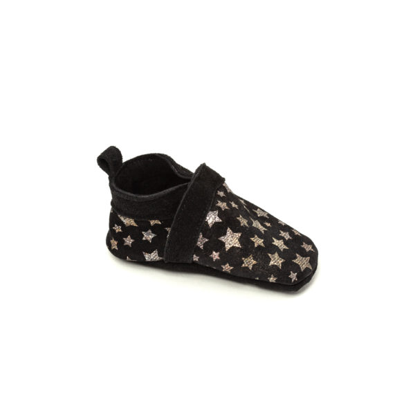 Chaussons bébé - Gwenael - Noir à étoiles - profil